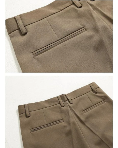 Premium Front Fold Wide-Leg Trousers