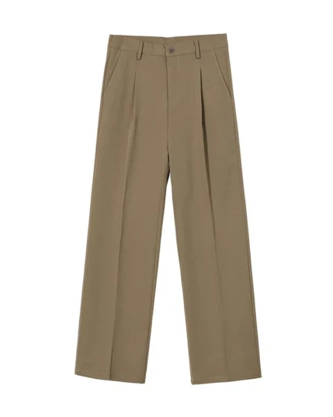 Premium Front Fold Wide-Leg Trousers