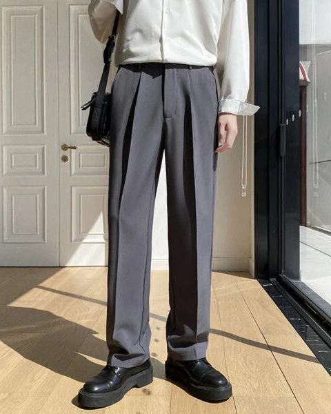 Premium Korean Loose Wide-Leg Suit Pants