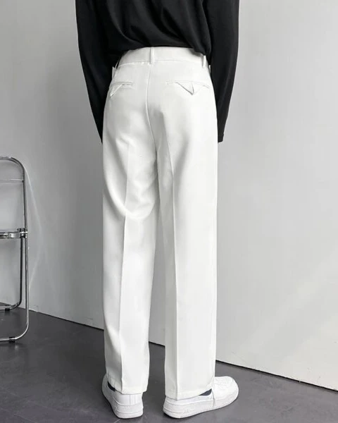 Premium Korean Loose Wide-Leg Suit Pants