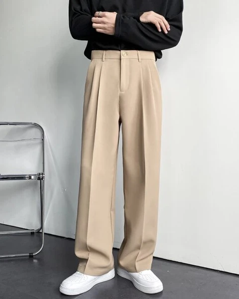 Premium Korean Loose Wide-Leg Suit Pants