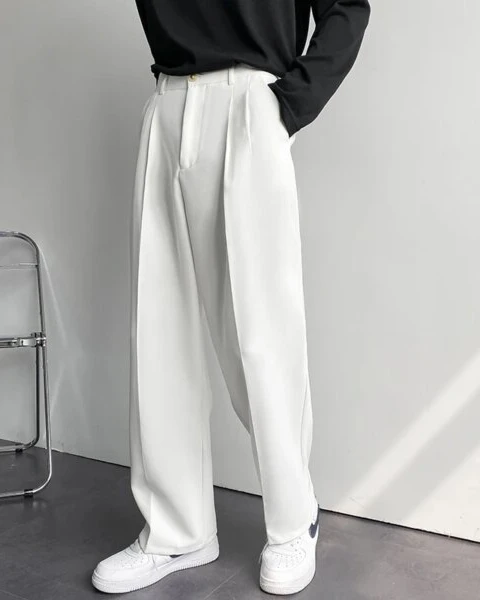 Premium Korean Loose Wide-Leg Suit Pants