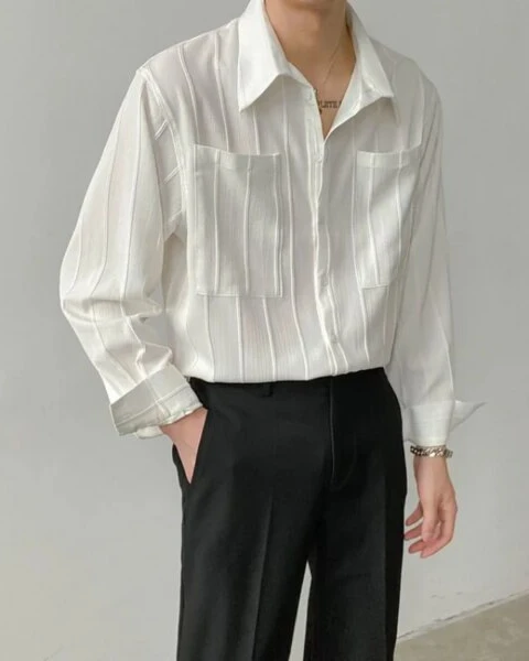 Premium Men’s Abstinence Style Pleated Shirt