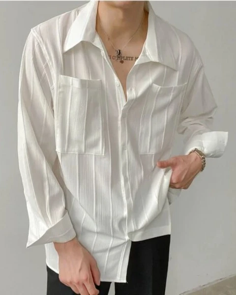 Premium Men’s Abstinence Style Pleated Shirt