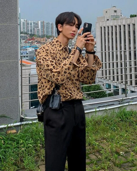 Premium Men’s Leopard Print Streetwear Shirt