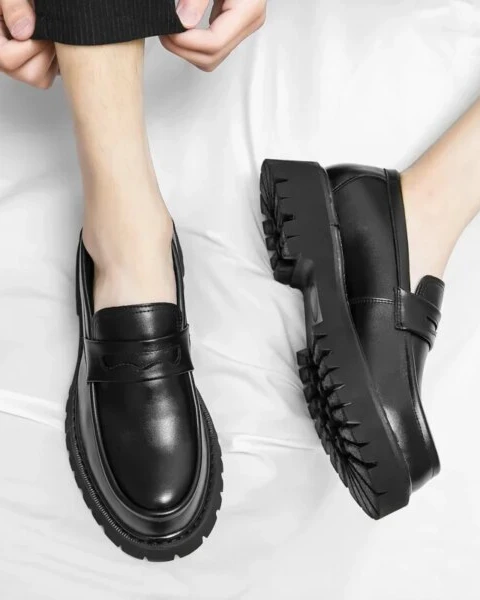 Premium Men’s Platform Formal Loafers – Thick-Soled Wedding & Business Edition