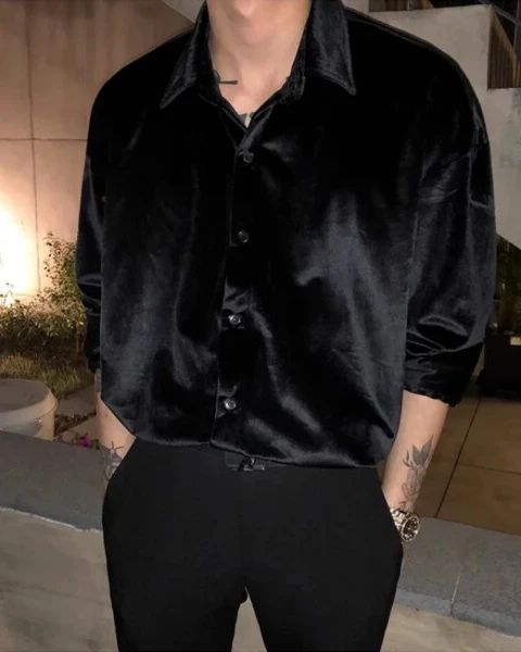 Premium Men’s Velvet Satin Shirt