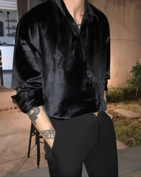 Premium Men’s Velvet Satin Shirt