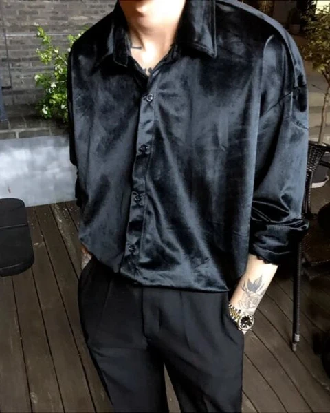 Premium Men’s Velvet Satin Shirt
