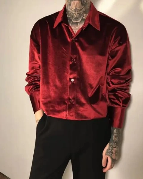 Premium Men’s Velvet Satin Shirt