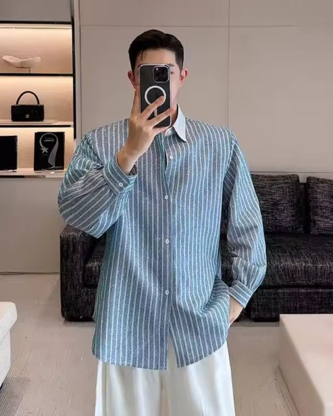 Premium Striped Contrast Color Loose Shirt