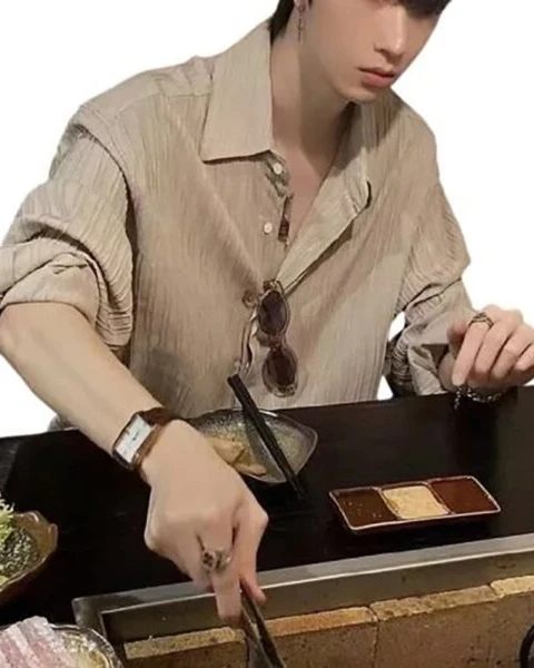 Premium Striped Pleated Long Sleeve Shirt