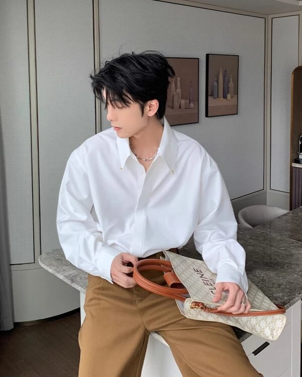 Premium Vintage Turn-Down Collar Solid Shirt