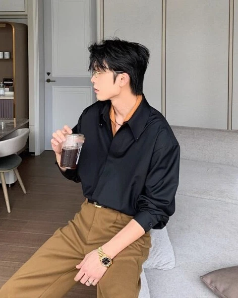 Premium Vintage Turn-Down Collar Solid Shirt