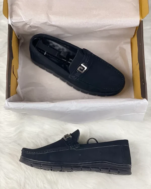 Royal Cobbler_Black_Metal Emblem_Suede Leather_Men