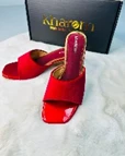 Crimson Vibe Korean Suede Block Heels