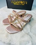 Kharom Golden Glimmer 3-Strap Heels