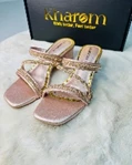 Kharom Golden Glimmer 3-Strap Heels