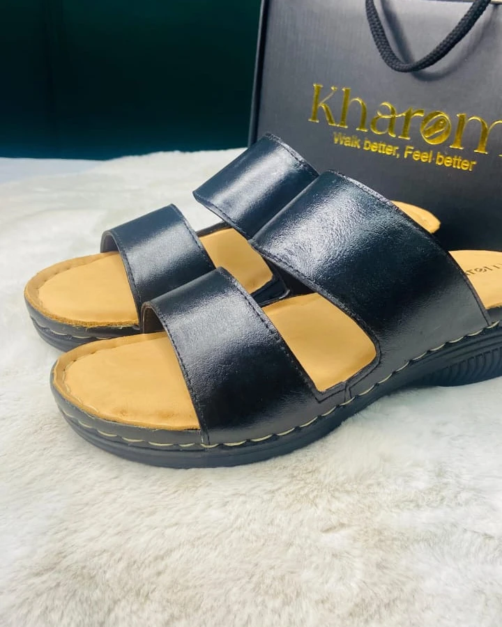 Kharom Ortho-Dual Strap Leather Slides