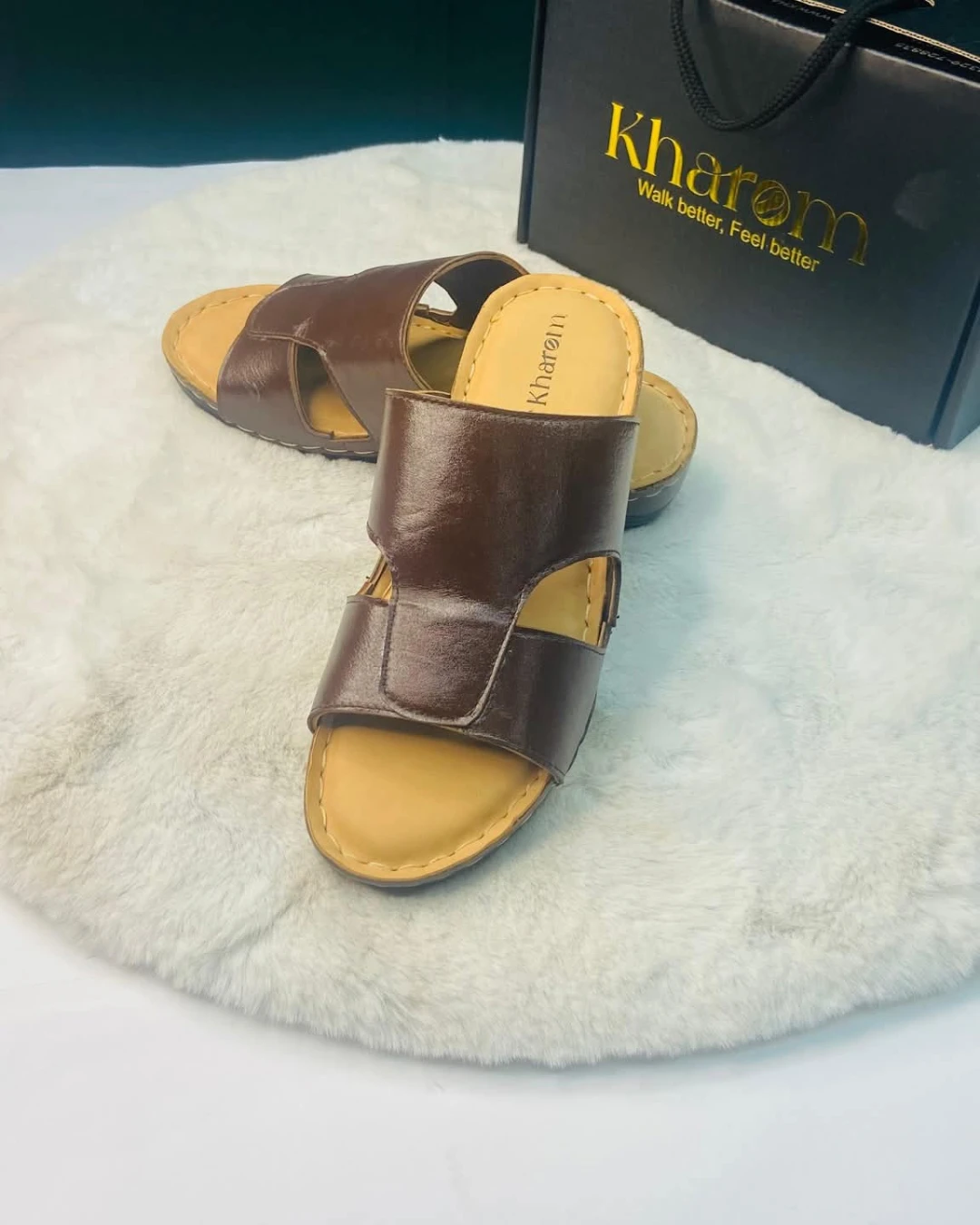 Kharom Ortho-Soothe Mustard Leather Slides