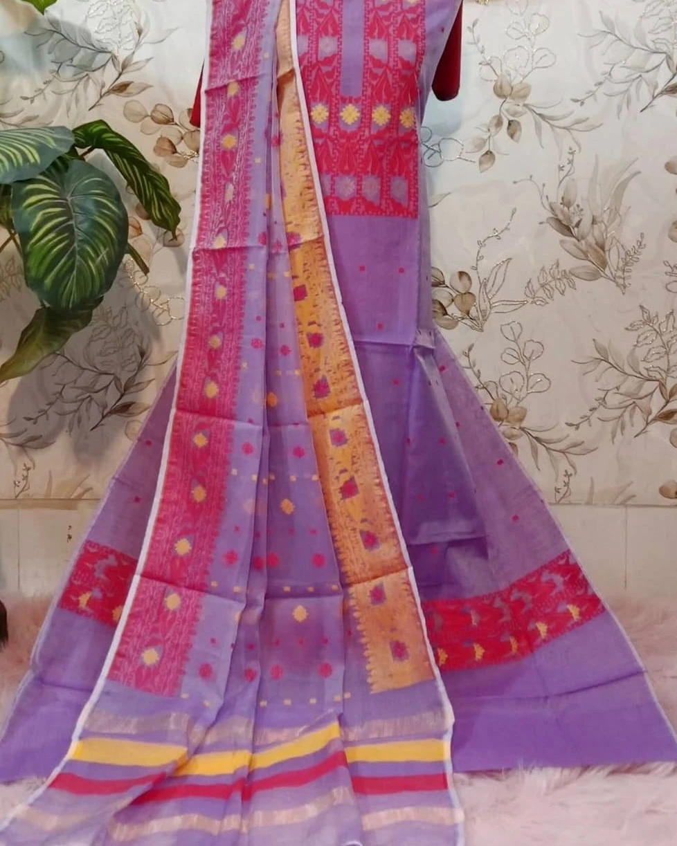 Lilac Rose Tangail Tencel Jamdani