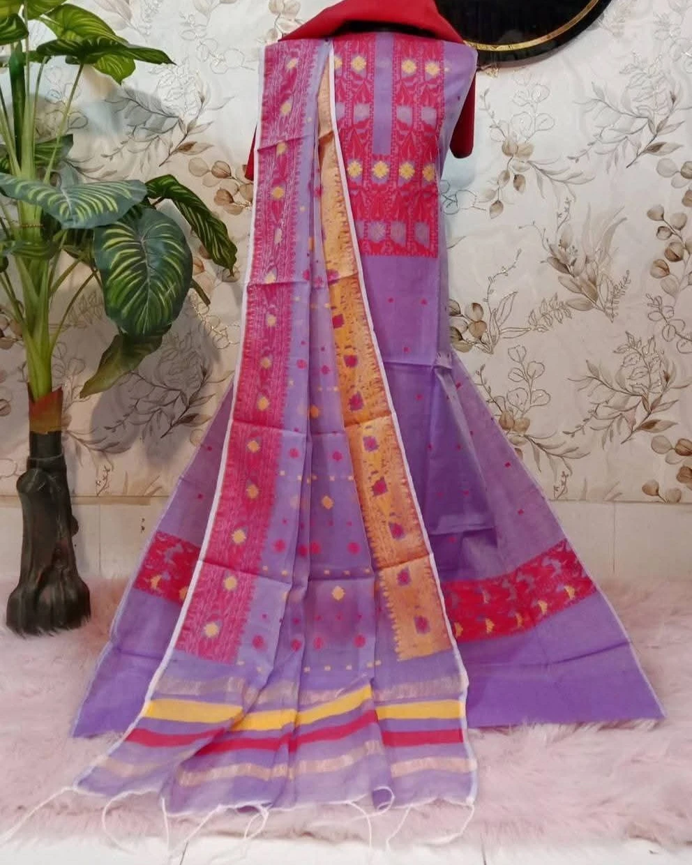 Lavender Rose Tangail Tencel Jamdani