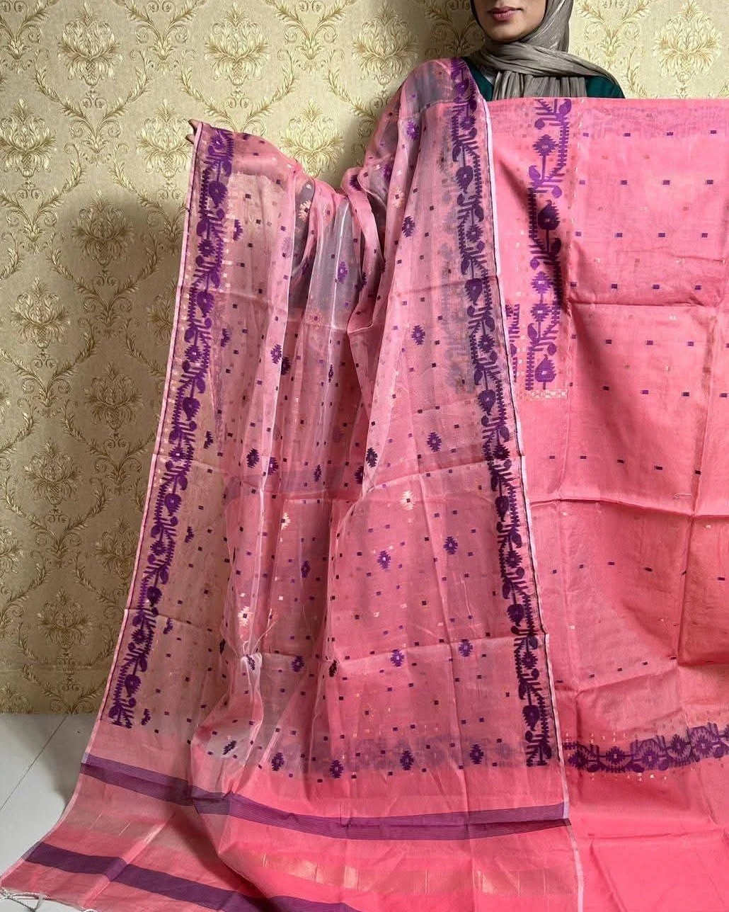 Blush Plum Tangail Tencel Jamdani