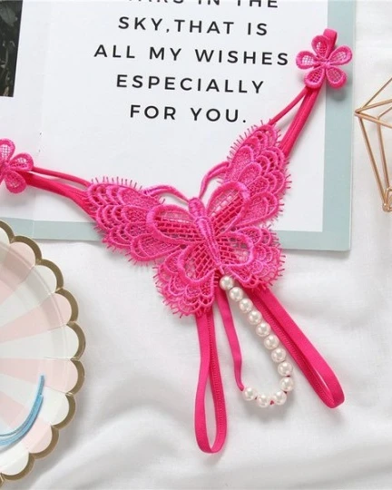 Butterfly Lace Pearl Thong