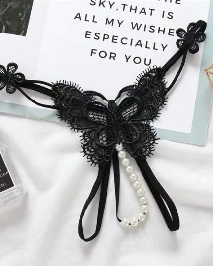 Butterfly Lace Pearl Thong