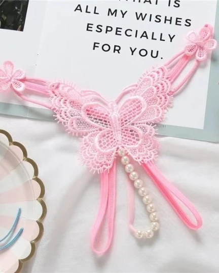 Butterfly Lace Pearl Thong