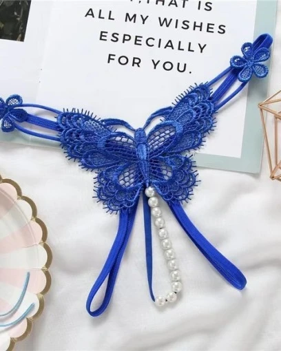 Butterfly Lace Pearl Thong