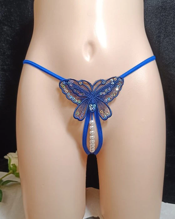 Butterfly Pearl Sequin Thong Panty