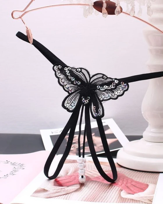 Butterfly Pearl Sequin Thong Panty