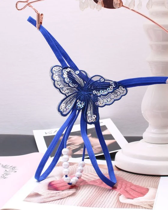 Butterfly Pearl Sequin Thong Panty