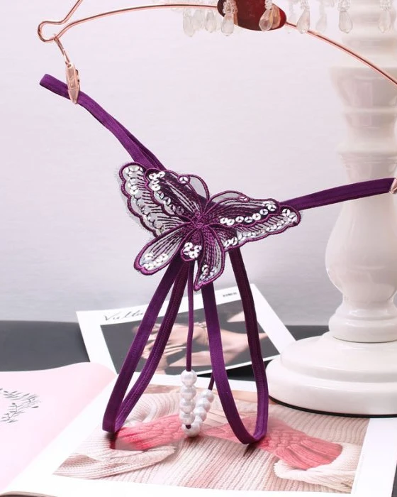 Butterfly Pearl Sequin Thong Panty