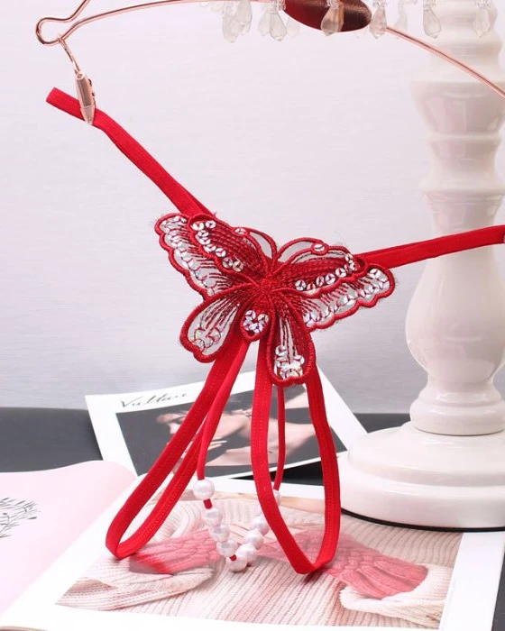 Butterfly Pearl Sequin Thong Panty